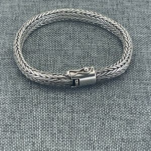 Bali John Hardy Style Sterling Silver Woven Bracelet 7.5" x 12mm